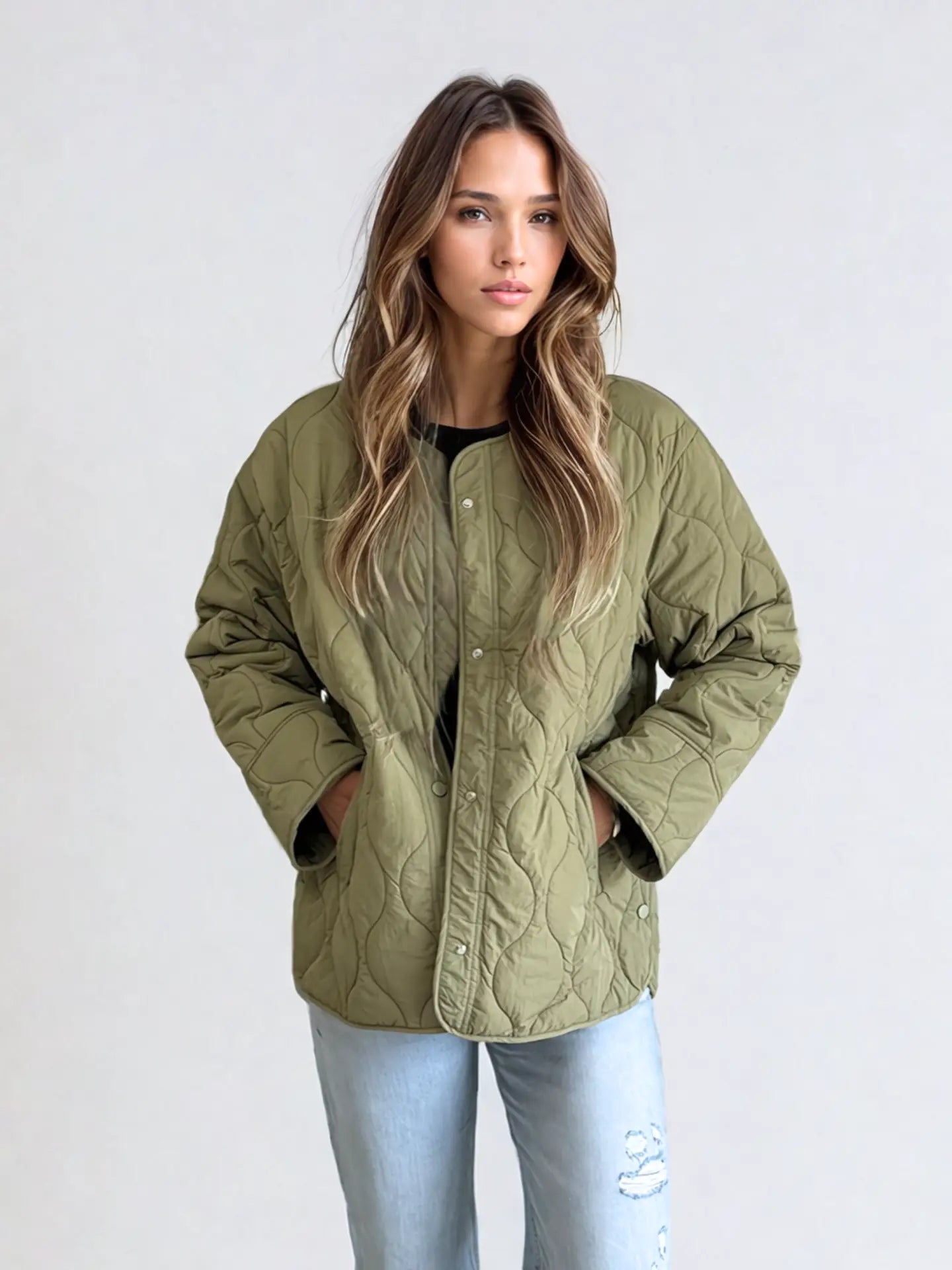 Ophelia Light Quilted Coat - Olive