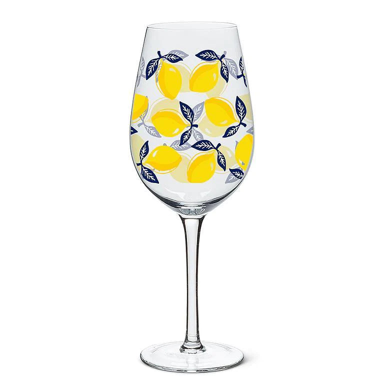Sorrento Lemons Wine Glass - 9.5” H