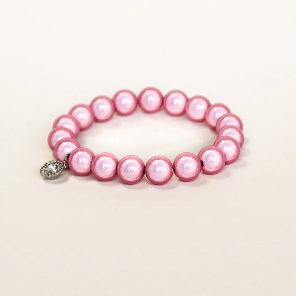 Miracle Stretch Bead Bracelet Pink & CZ