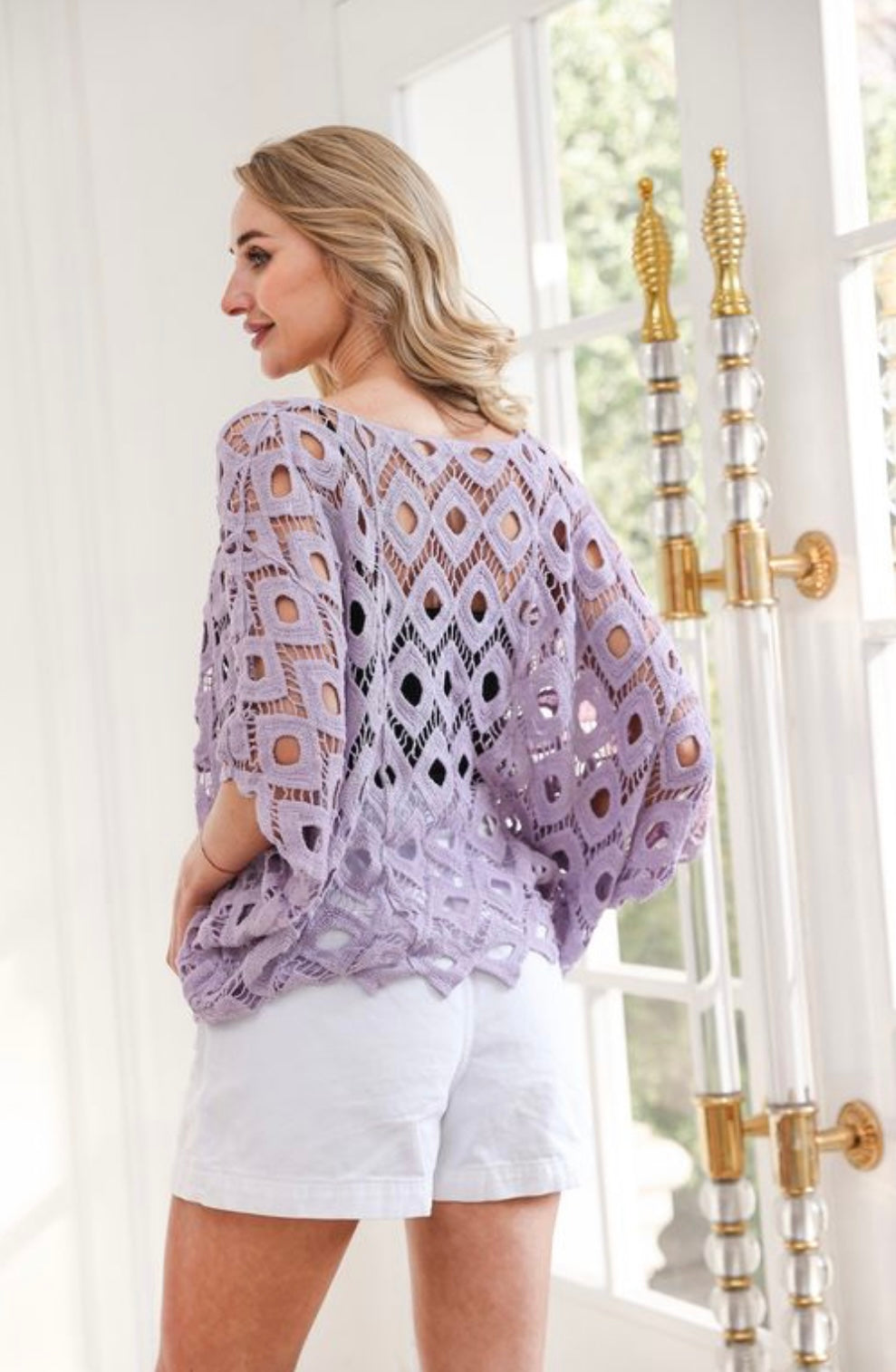 Crochet Top Diamond Pattern Lavender One Size