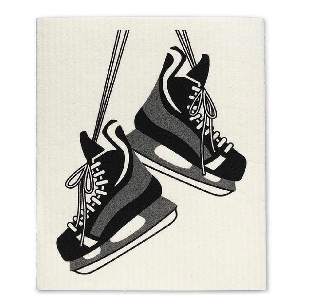 Hockey Skates & Sticks Dishcloth Set/2