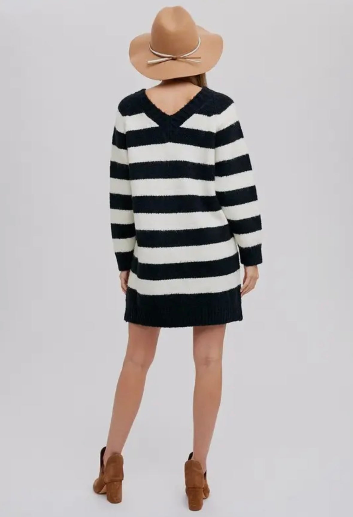 Stripe Sweater Dress - Black/Ivory