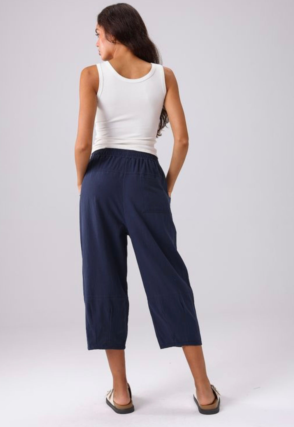 Navy Cropped Pant One Size