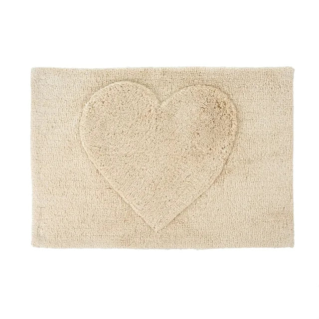 Beige Heart Bath Mat