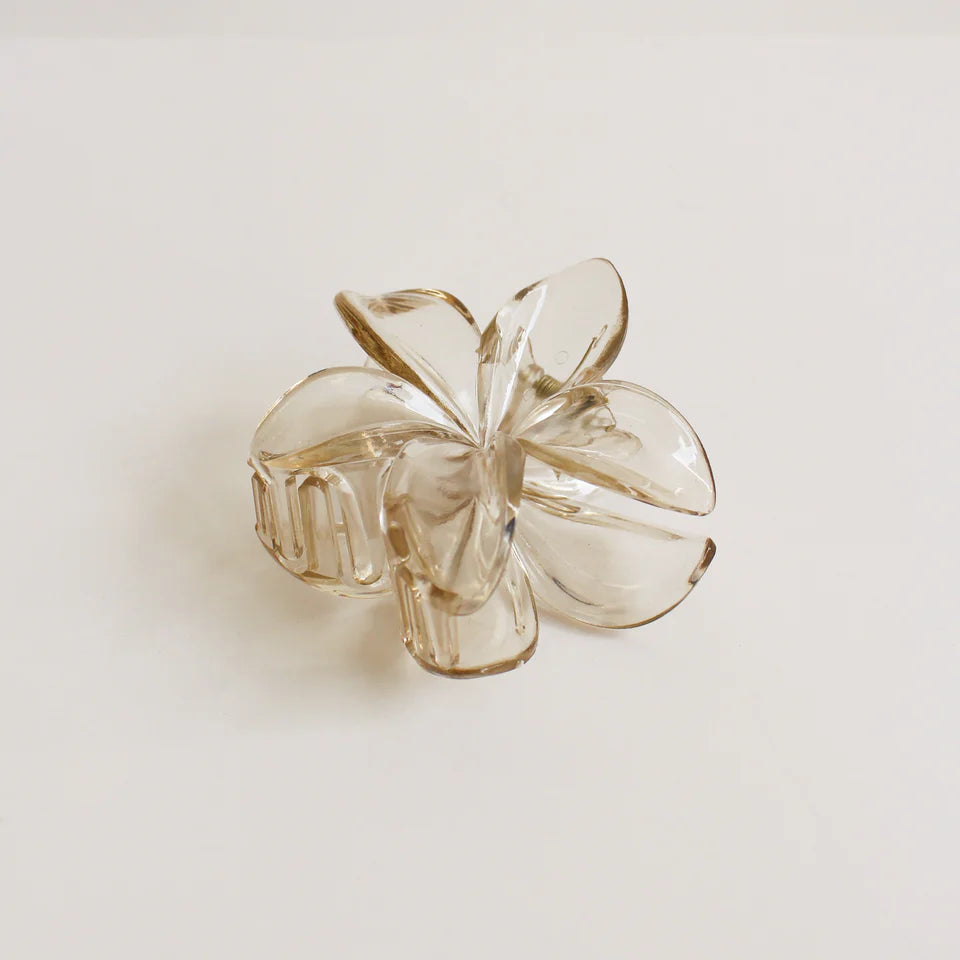 Floral Hair Clip - Clear Taupe