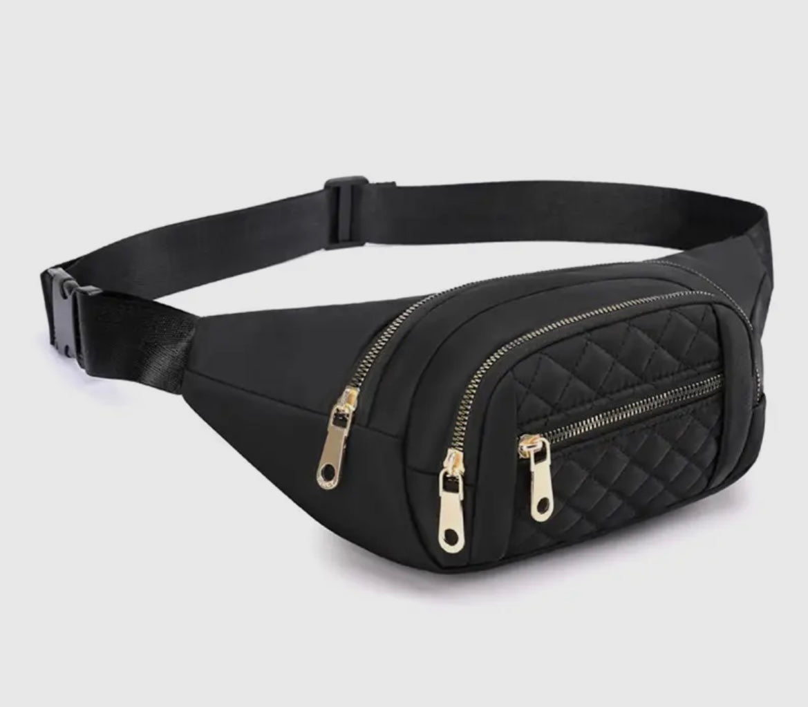 Quilted Multi Pocket Waist Belt Bag