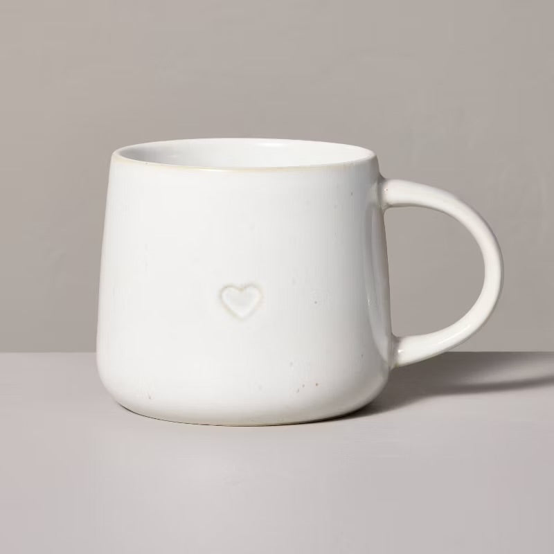 White Stoneware Heart Mug