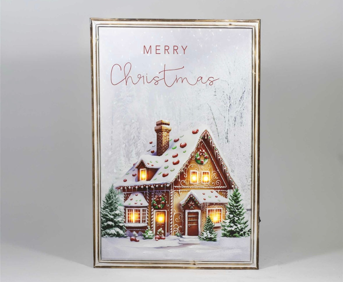 LED Christmas House Wall Art