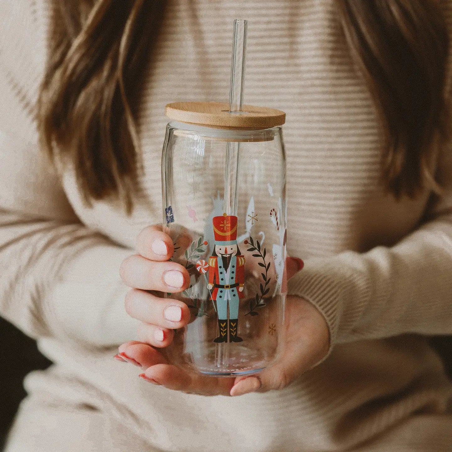 Nutcracker Glass Tumbler & Straw