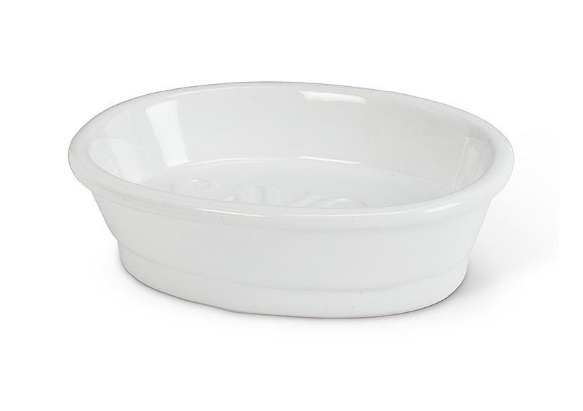 White Oval "Savon" Soap Dish