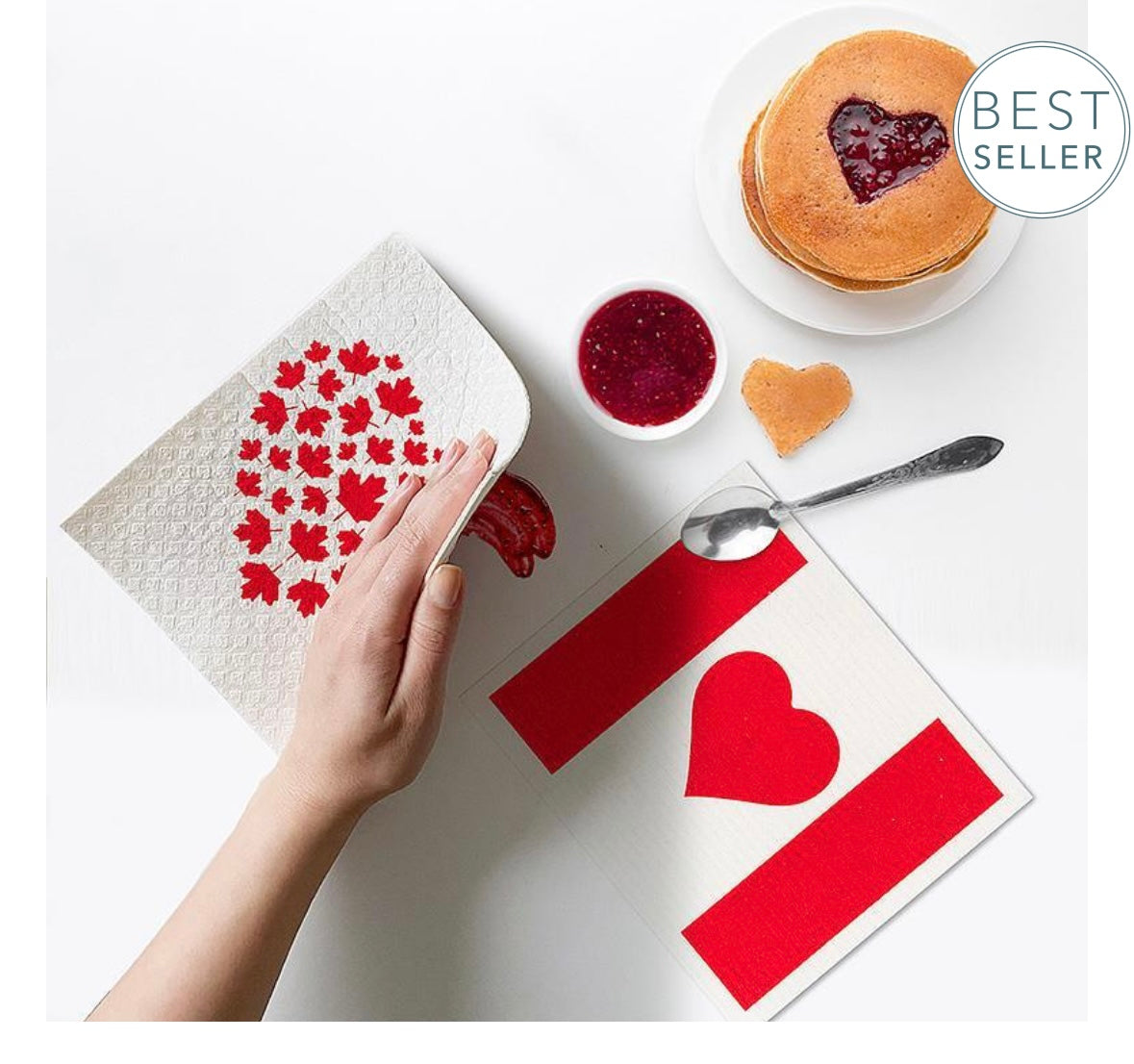 Canada Flag & Heart Dishcloths