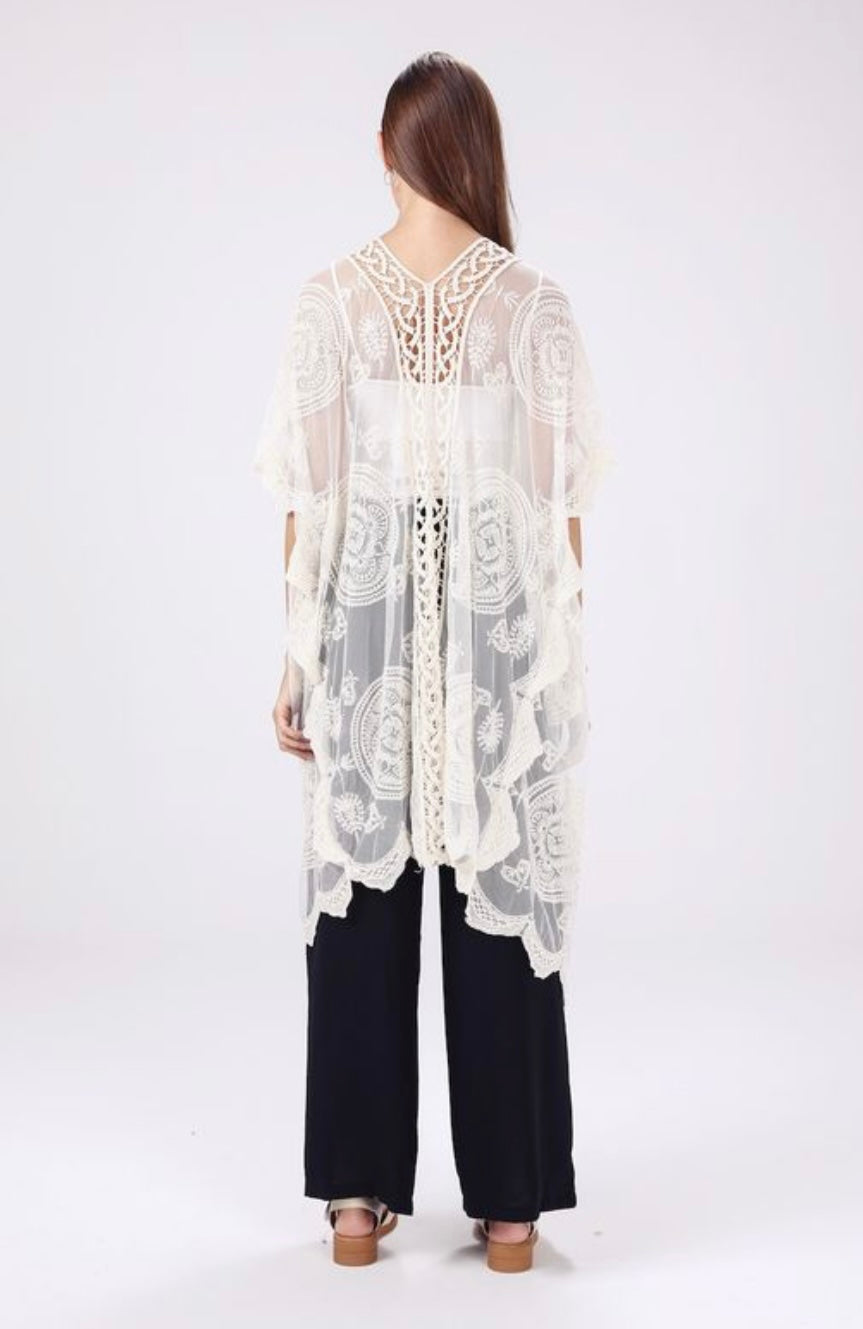 Cream Lace Kimono - One Size
