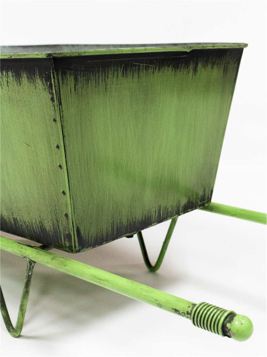 Green Metal Wheelbarrow