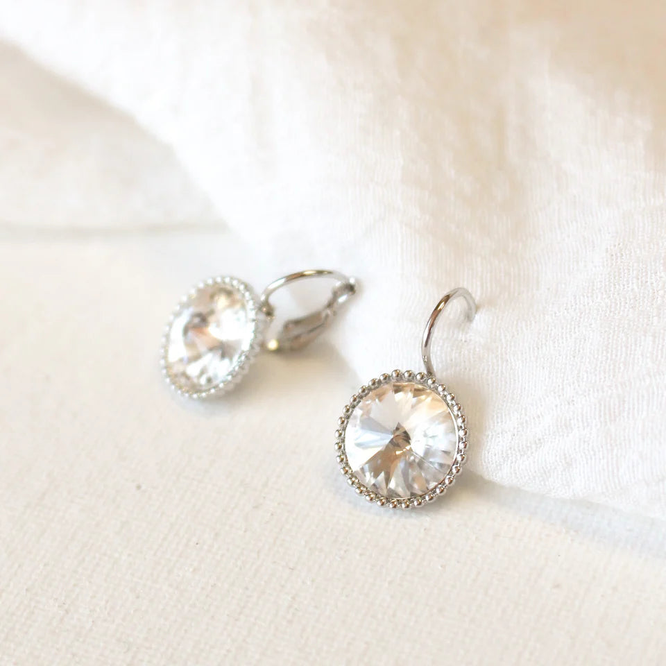 Stud Earrings - Crystal French Hook