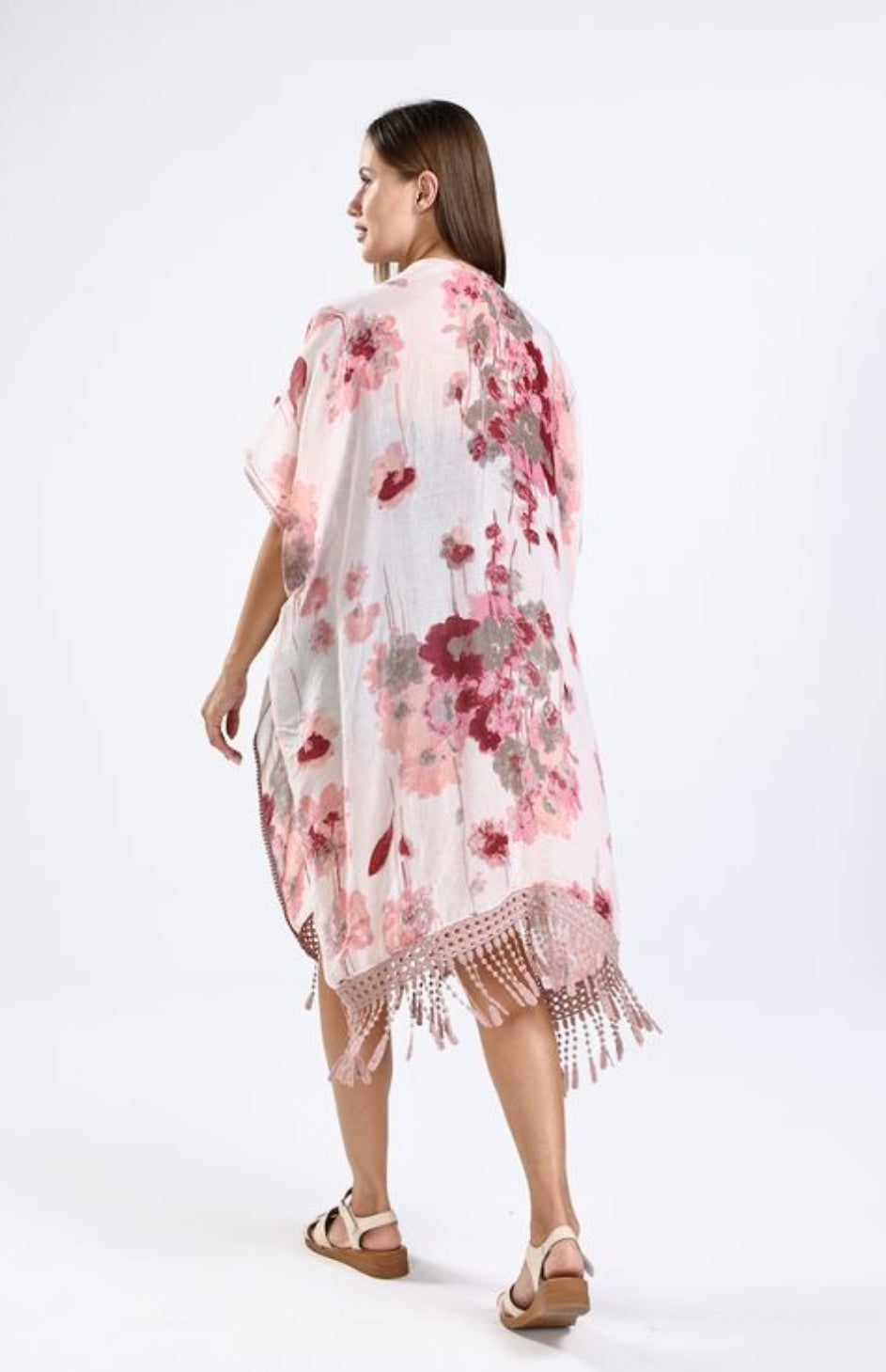 Red Floral Kimono - One Size