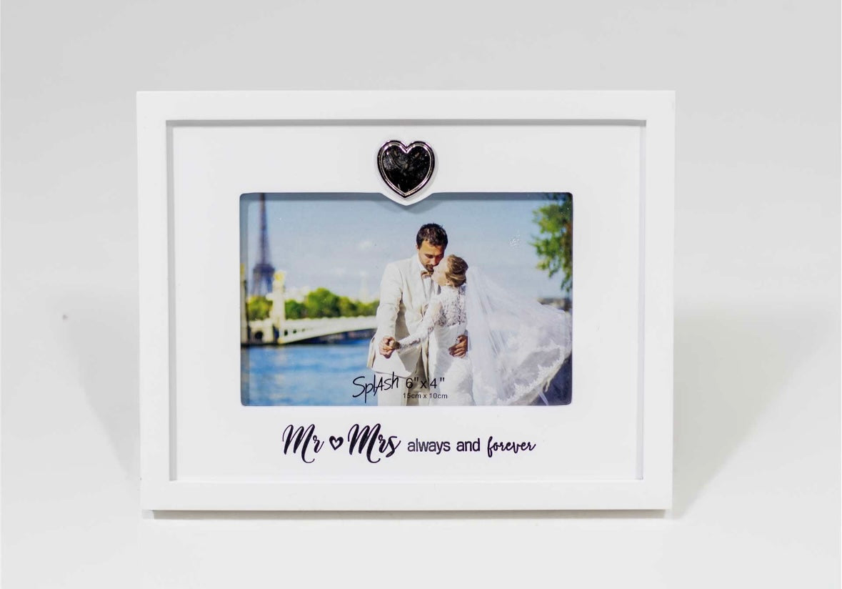 Mr. & Mrs. Photo Frame Silver Heart
