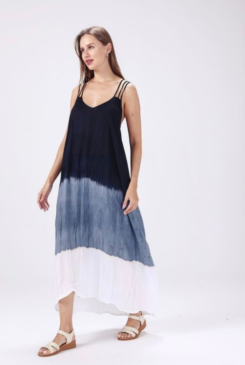 Tie Dye Blue & Black Dress - One Size