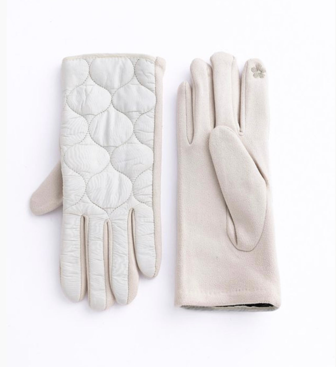 White Quilted Texting Gloves