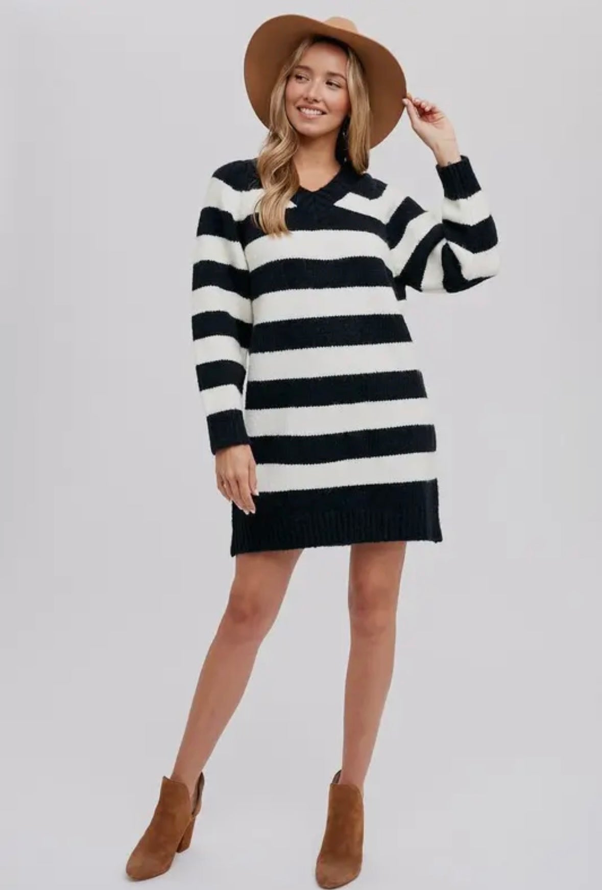 Stripe Sweater Dress - Black/Ivory