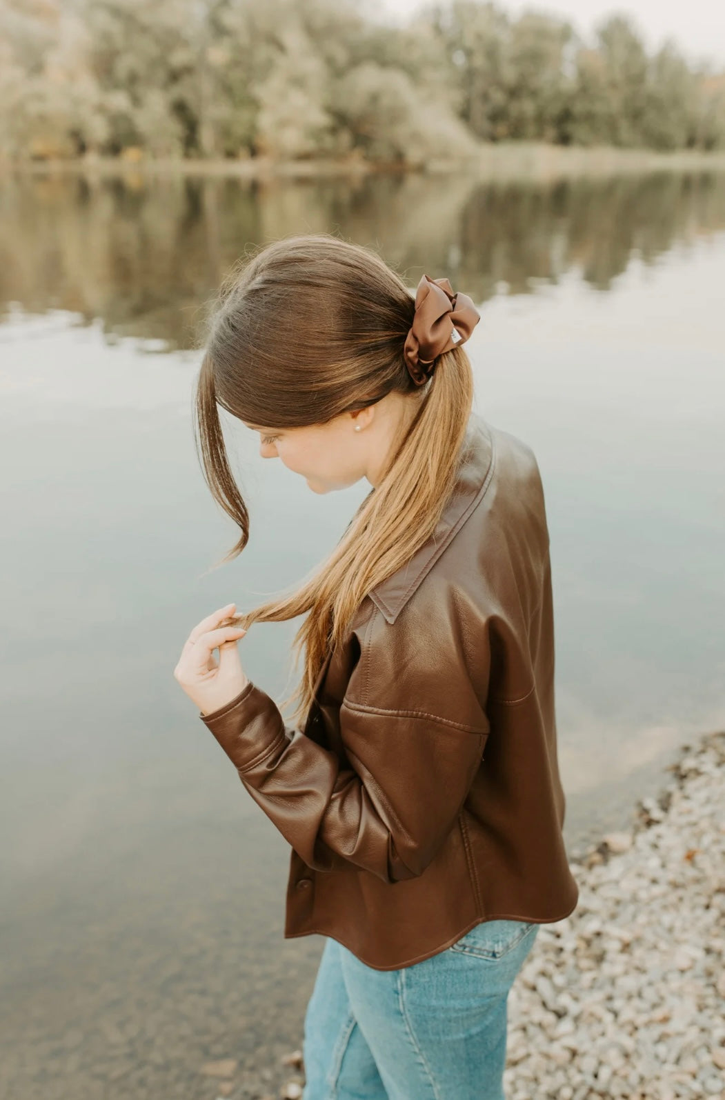Barbays Cocoa Satin Scrunchie