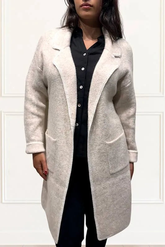 Solona Long Knit Jacket - Beige