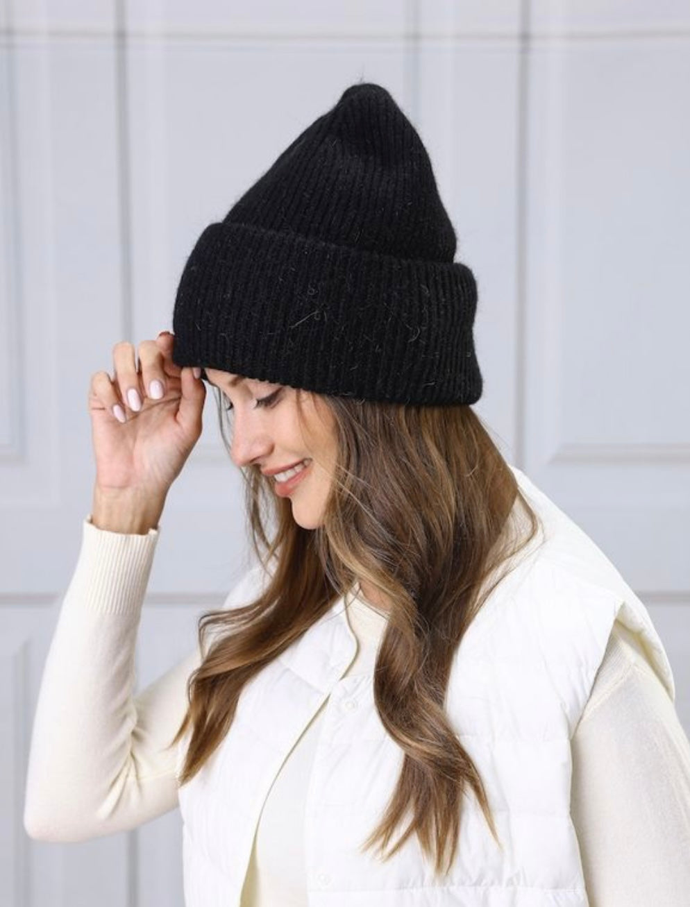 Angora Ribbed Beanie