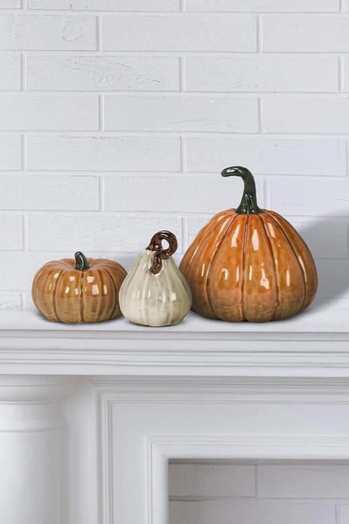 Large Orange Porcelain Pumpkin - 8”