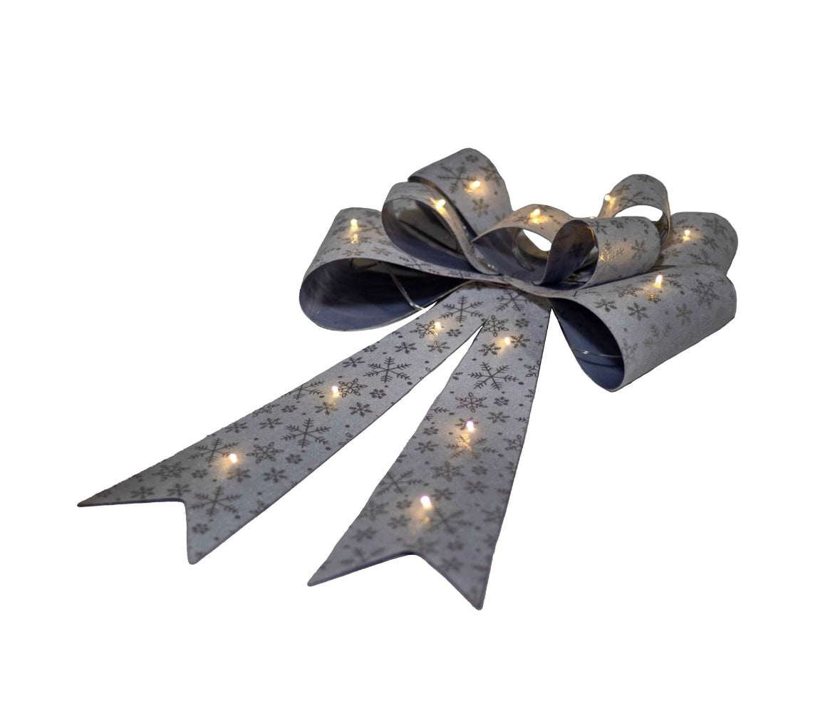 Silver & Snowflakes LED Bow Decor