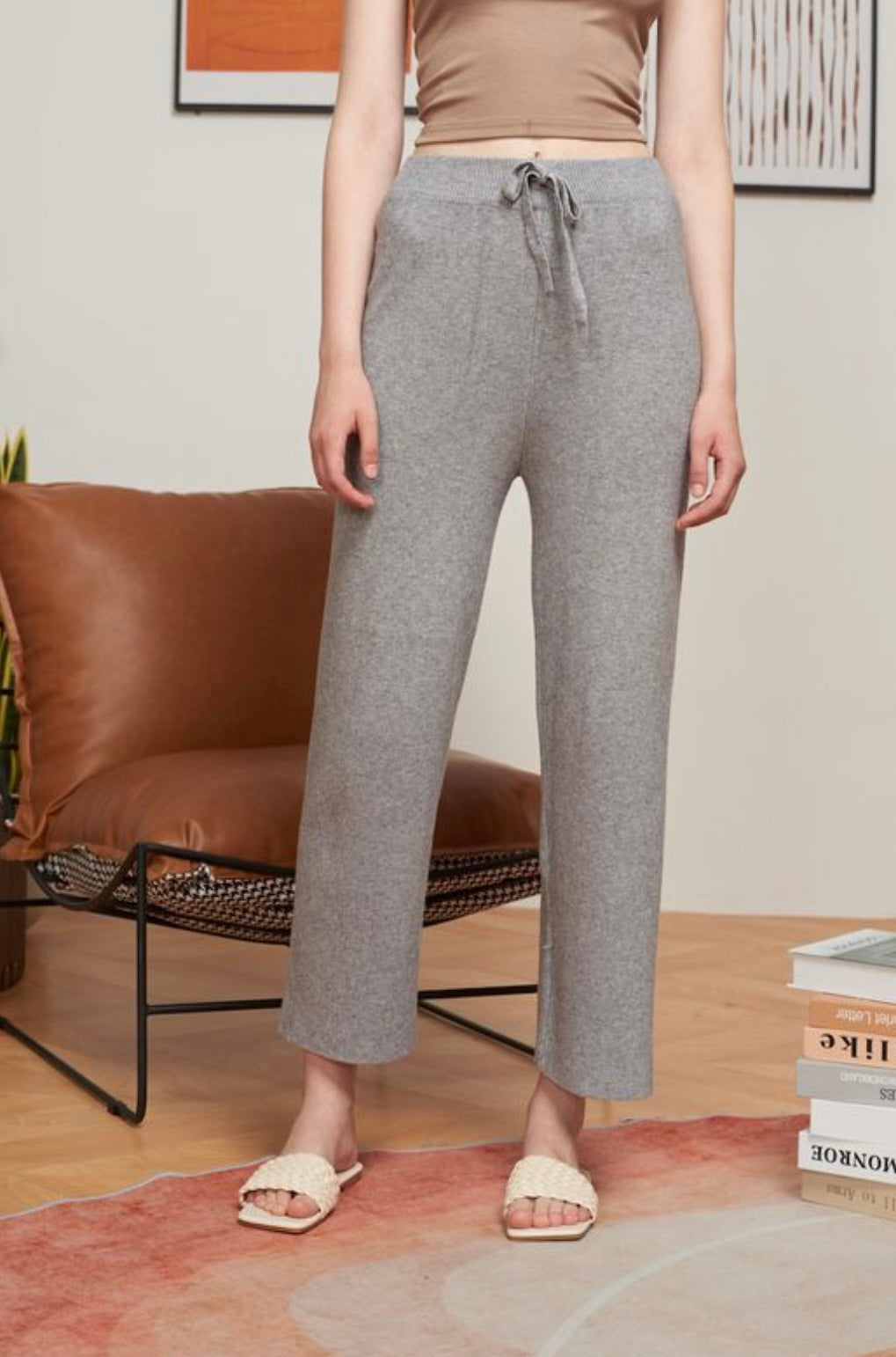 Gracie Cropped Lounge Pant Grey - One Size