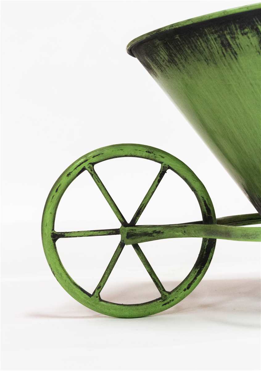 Green Metal Wheelbarrow