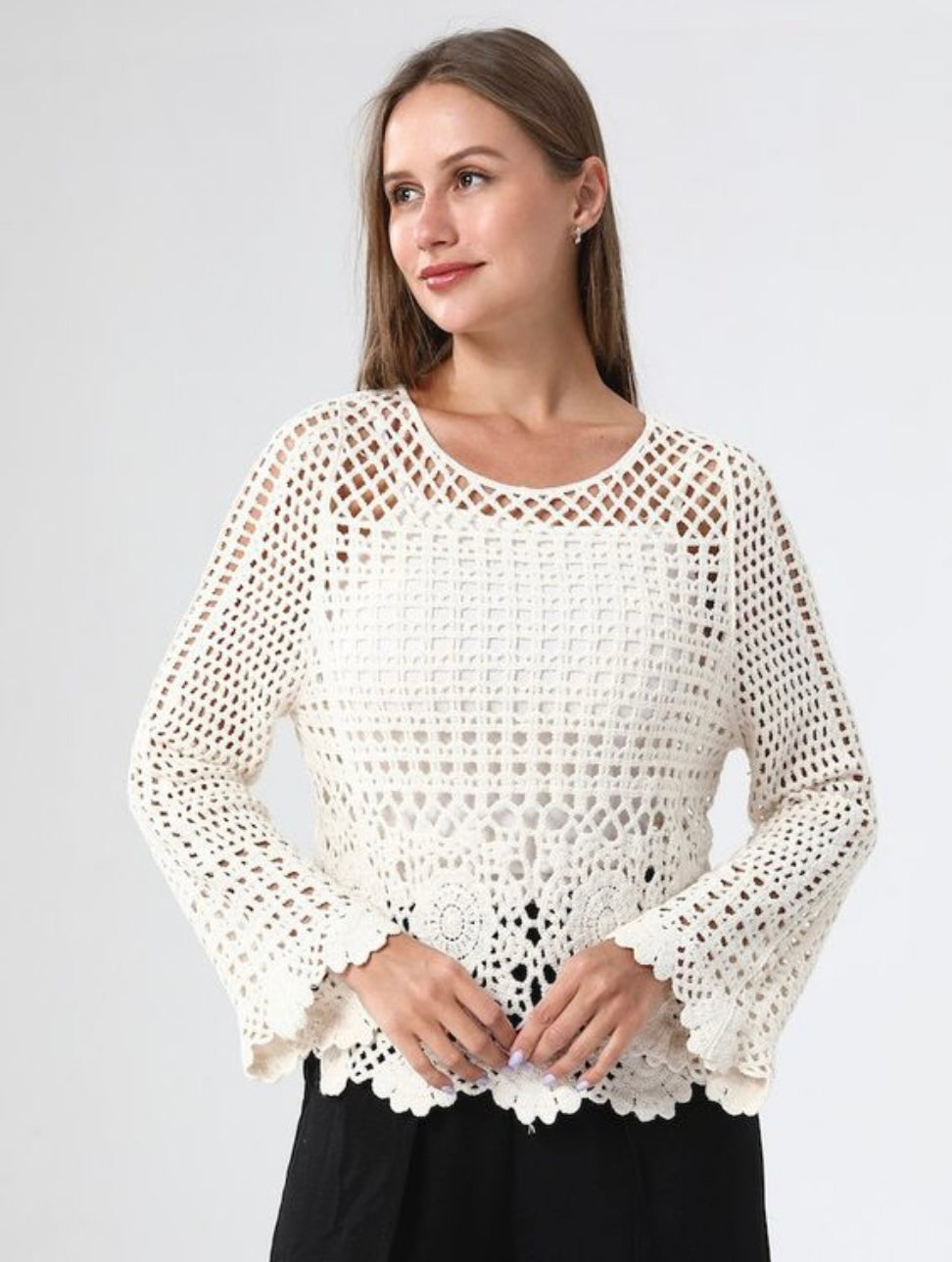 Crochet Top Scalloped Edge O/S