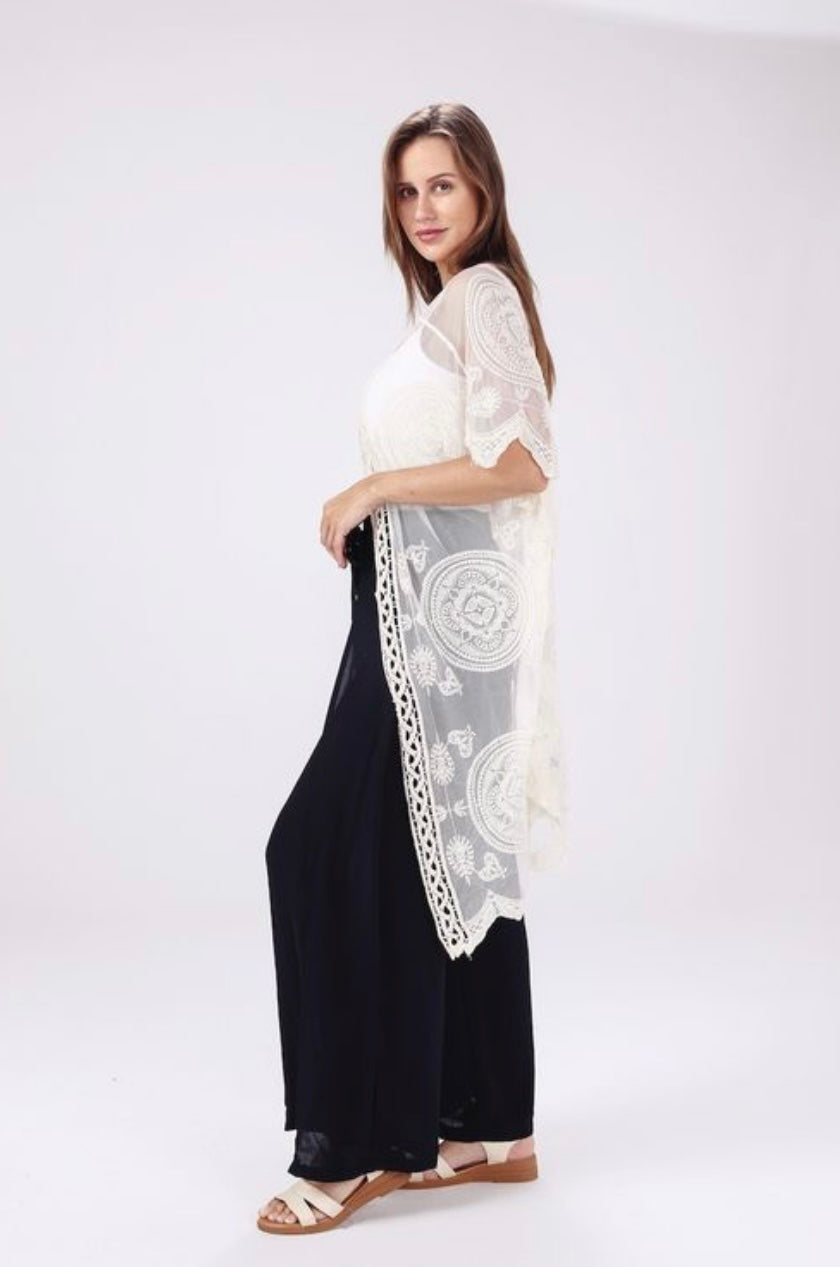 Cream Lace Kimono - One Size