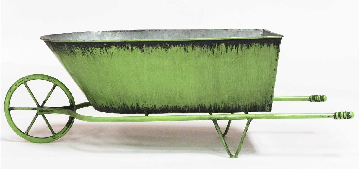 Green Metal Wheelbarrow