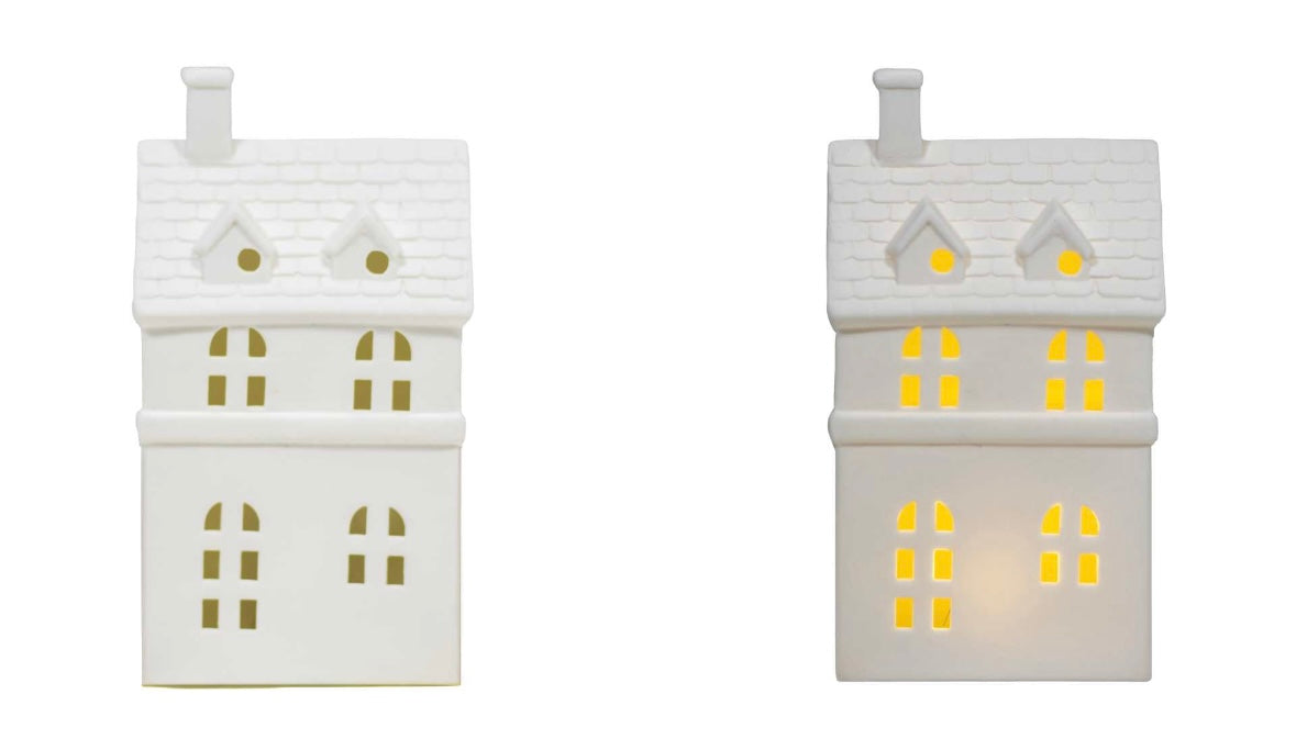 Large White Porcelain LED House