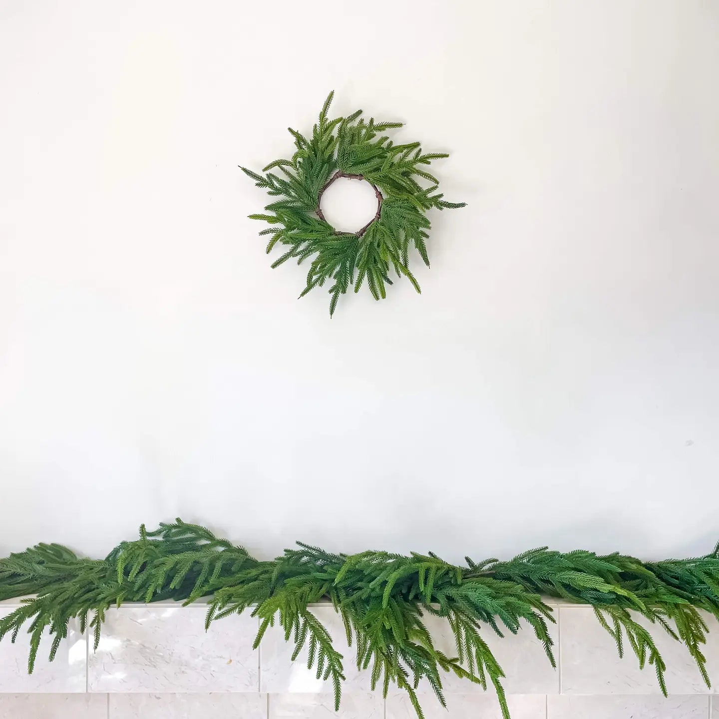 Norfolk Pine Real Touch Faux Christmas Wreath 12"