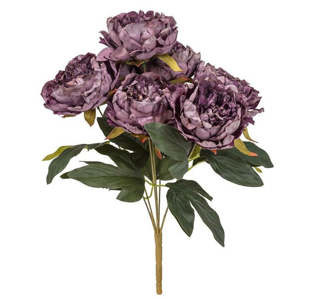 Large 7 Open Peony Bouquet - Purple