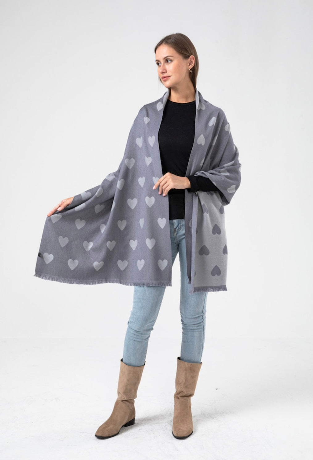 Grey Heart Scarf