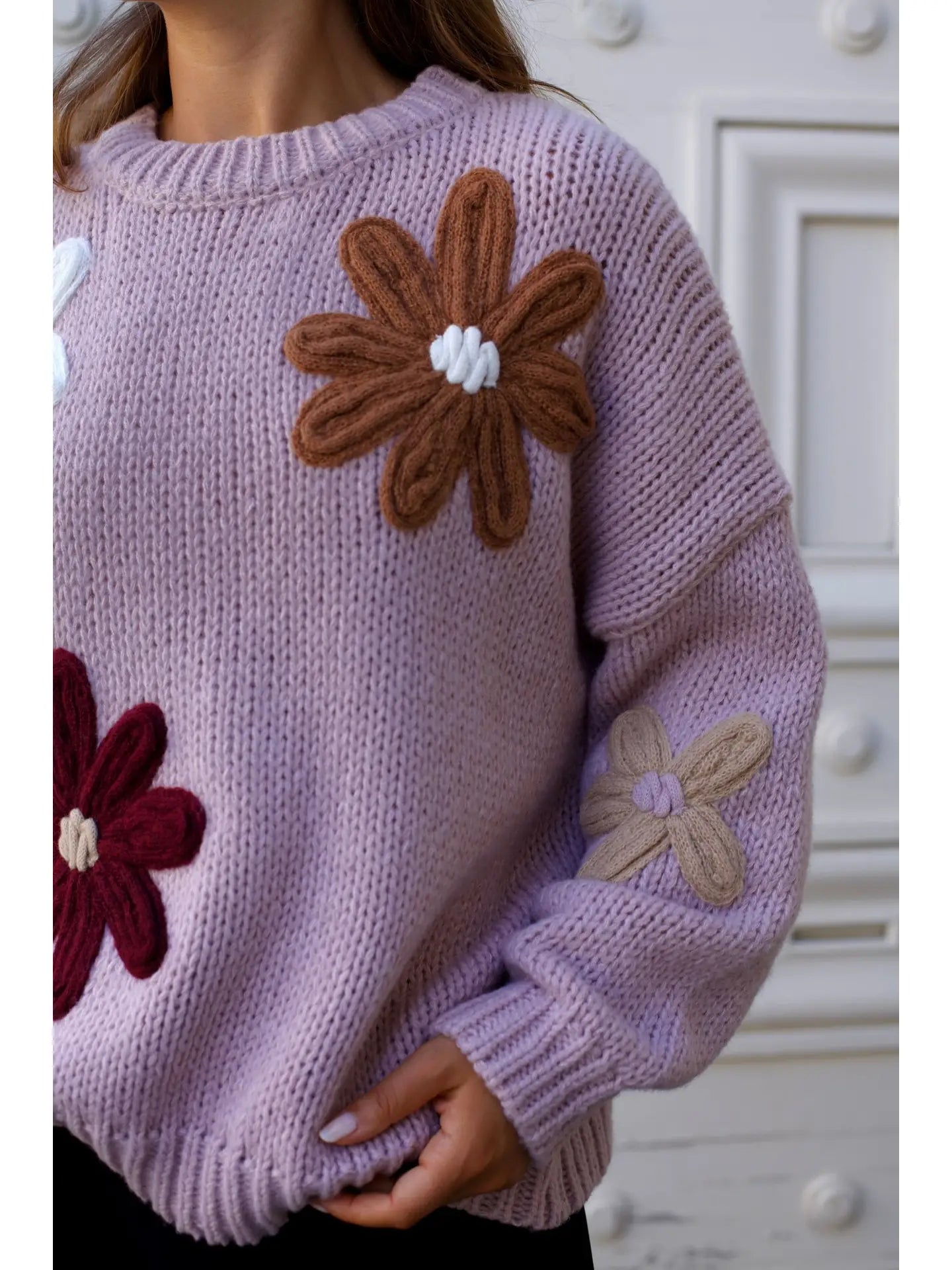 Tamara Floral Knit Sweater - Pink