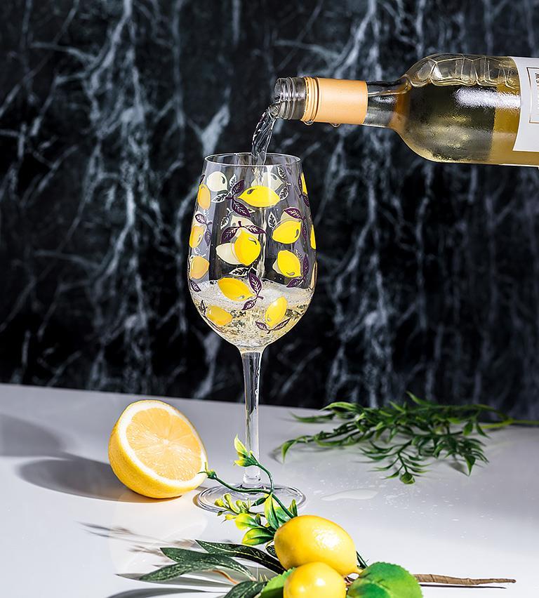 Sorrento Lemons Wine Glass - 9.5” H