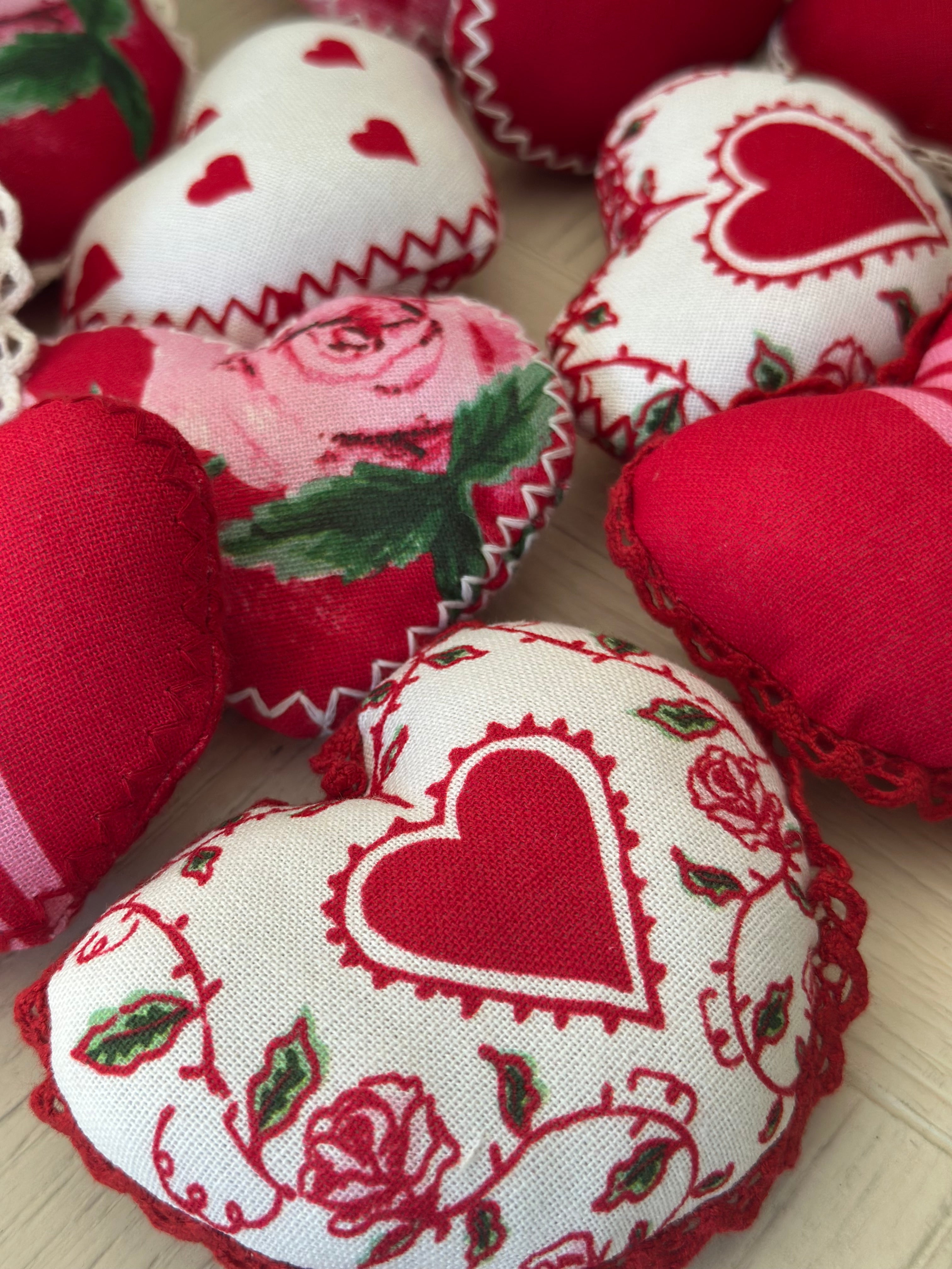 Assorted Fabric Hearts Decor