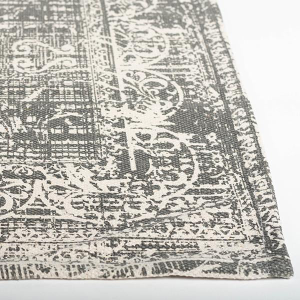 Printed Cotton Area Rug - Grey