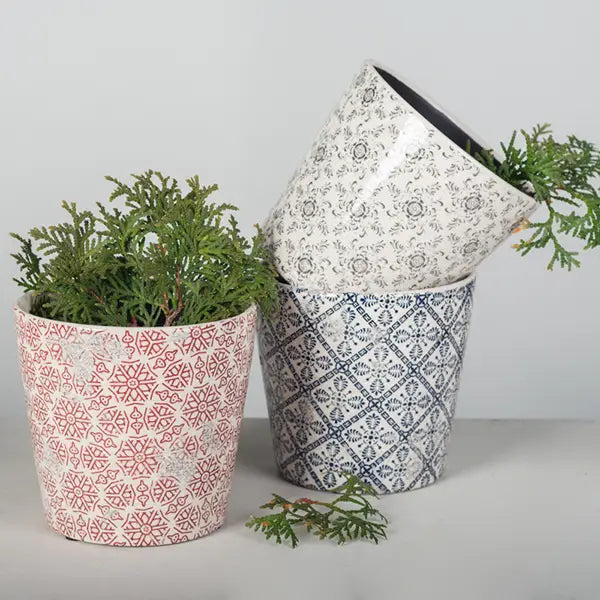 Floral Print Ceramic Planter Pot