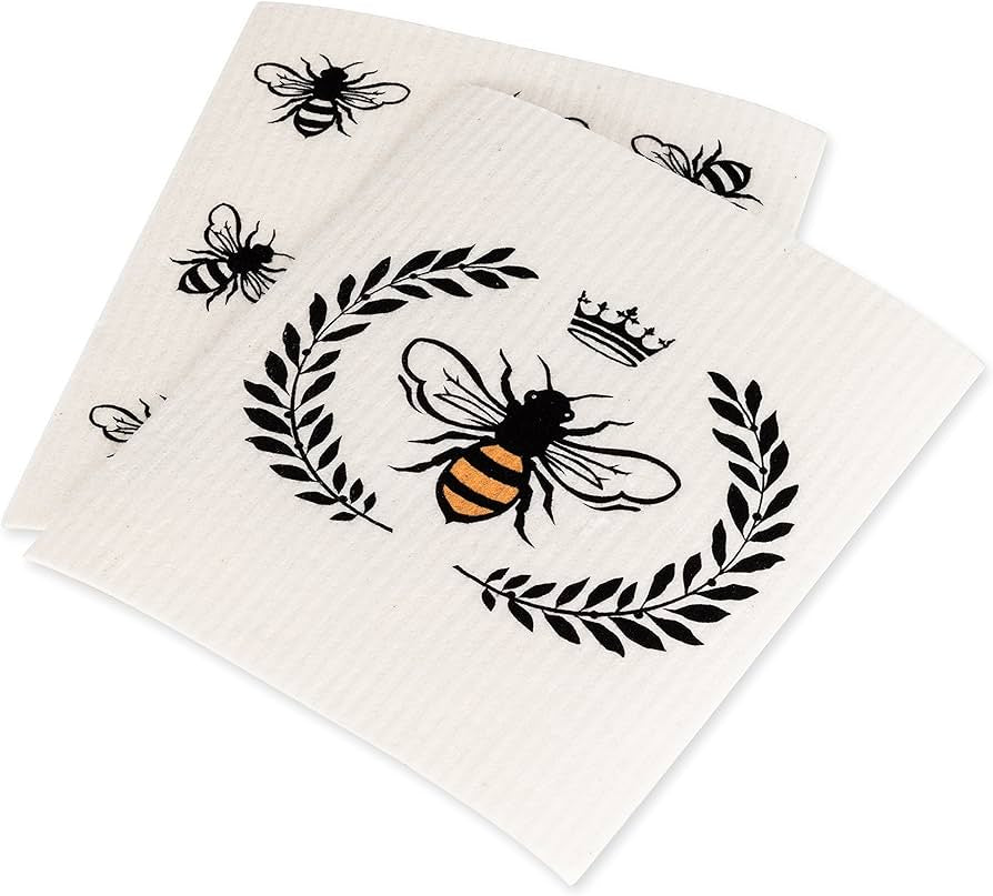 “Bee in Crest” Dishcloths Set/2