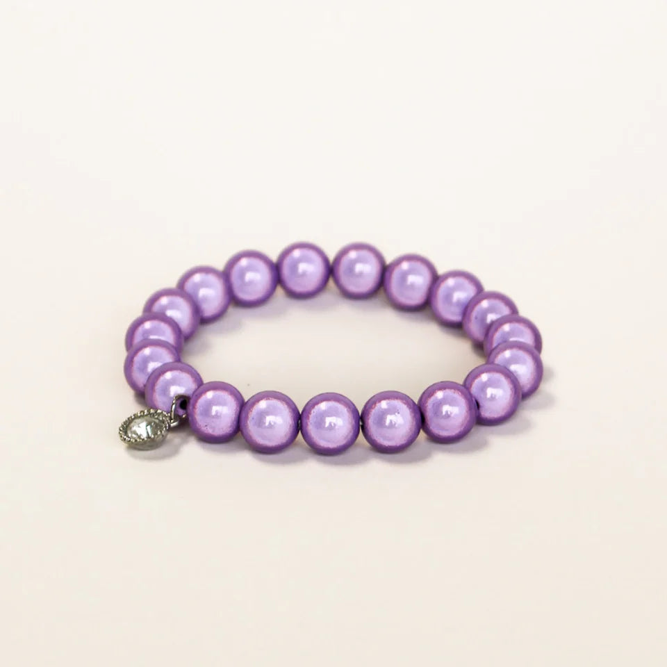 Stretch Bead Bracelet Lilac & CZ