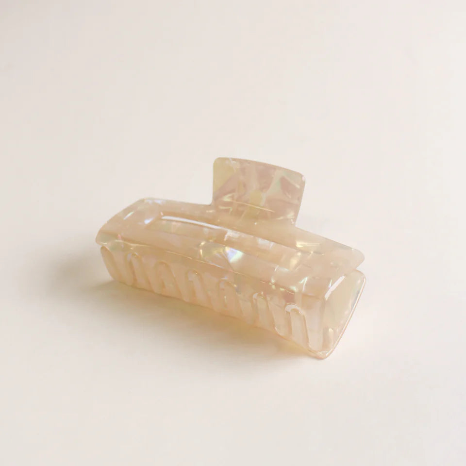 Large Claw Clip Cream Marble