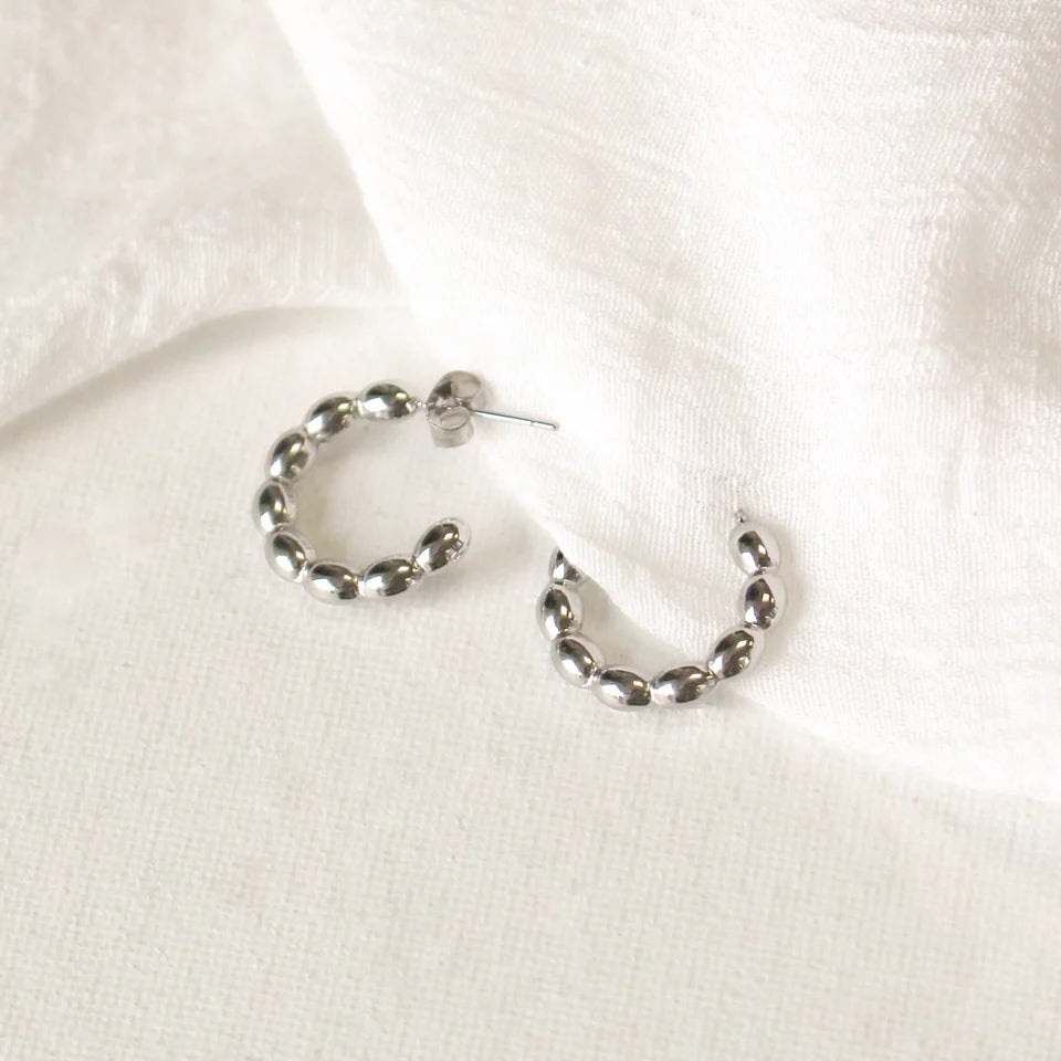 Silver - Stainless Steel Hoop Earrings