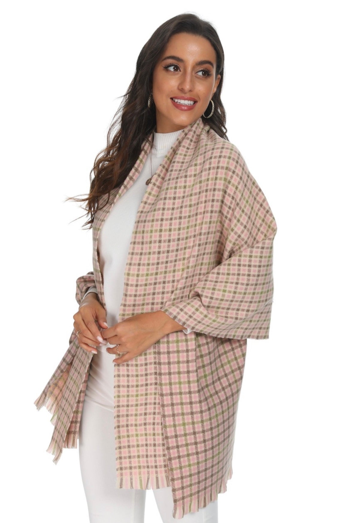 Pink Plaid Scarf