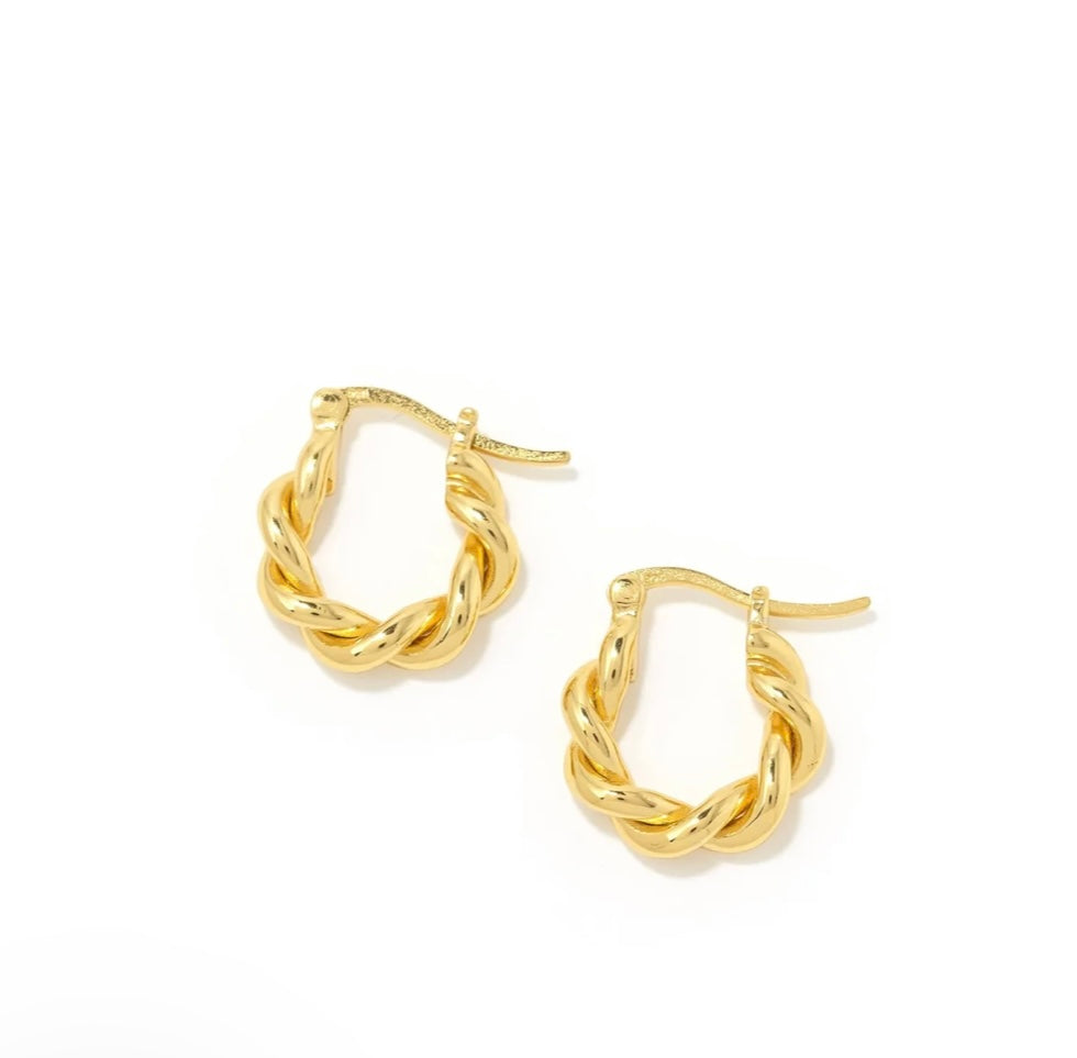 Demi-Fine Twist Hinge Hoop Earrings Gold
