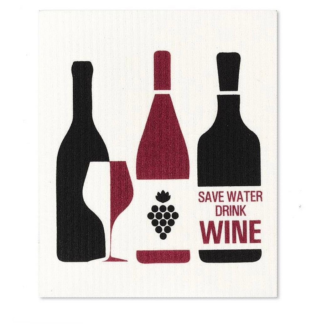 Wine & Bottles Dishcloths Set/2