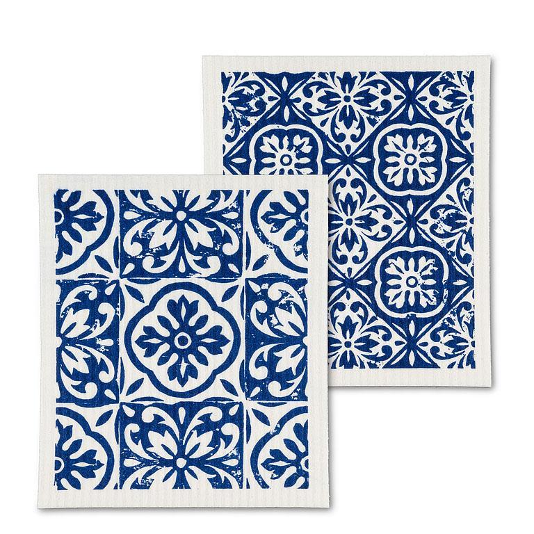 Blue Tile Dishcloths Set/2